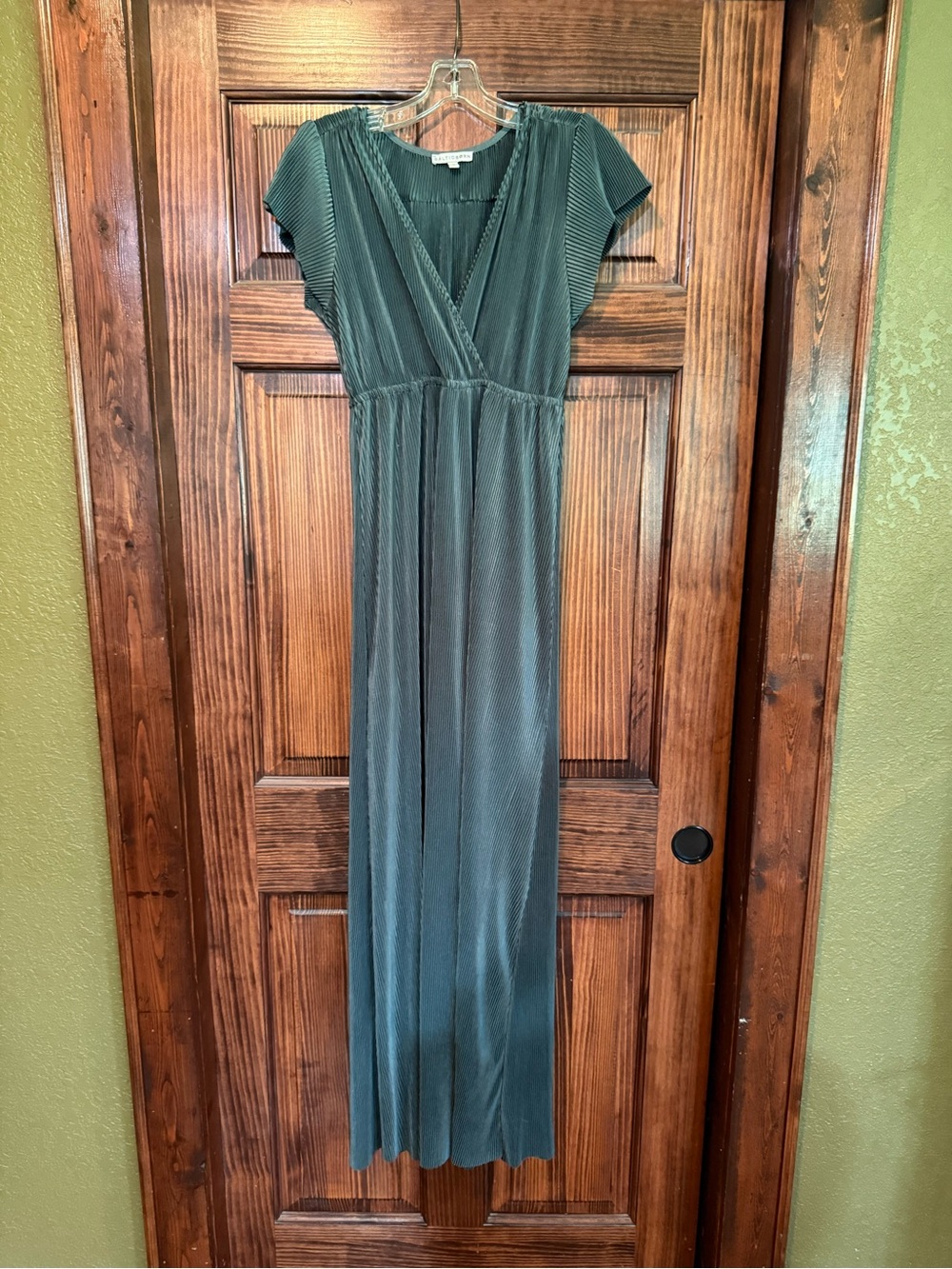 Baltic Born Teal Pleated Wrap-Style Maxi Dress